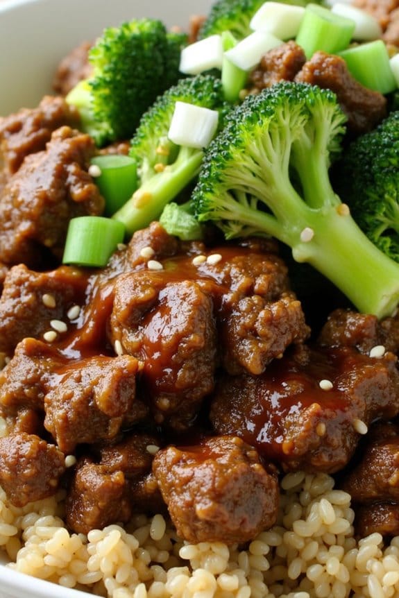 nutritious beef broccoli quinoa bowl