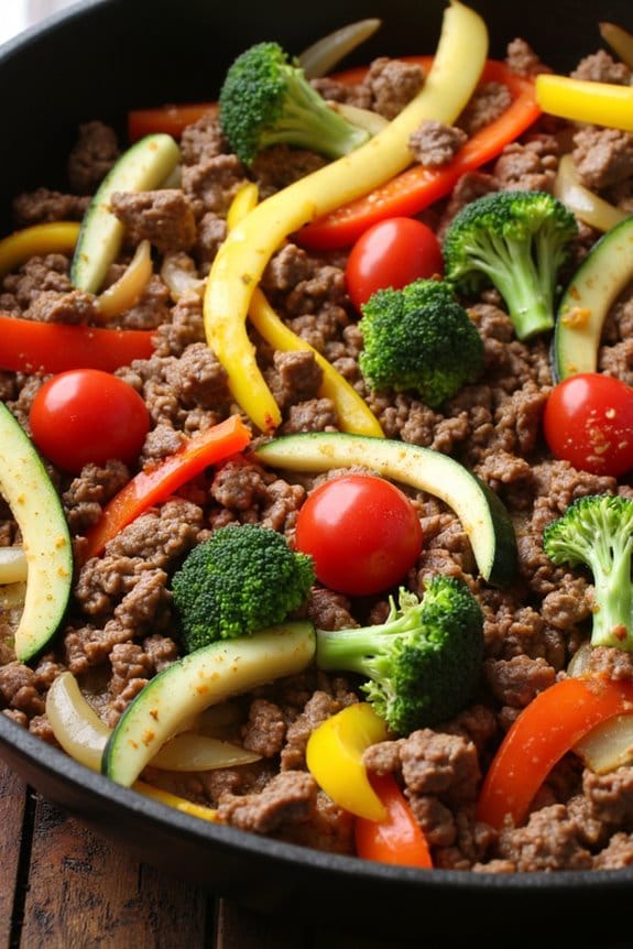 one pan beef veggie skillet
