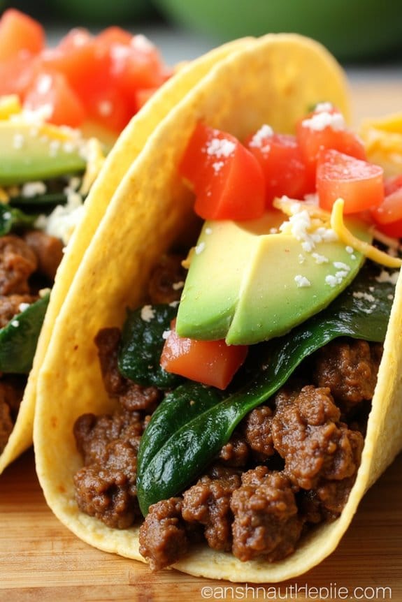 quick beef spinach tacos