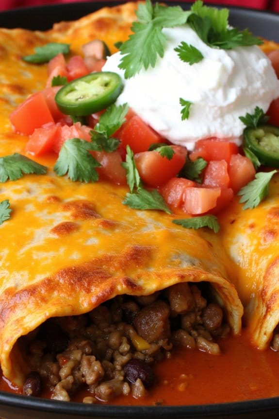 savory beef and black bean enchiladas