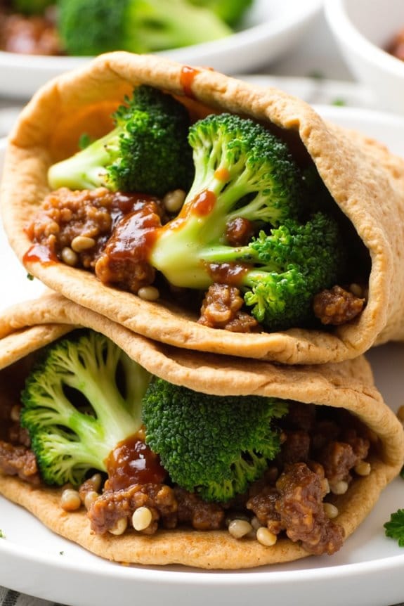 savory beef broccoli pitas