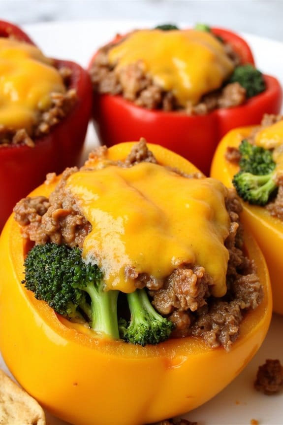 savory beef broccoli stuffed peppers