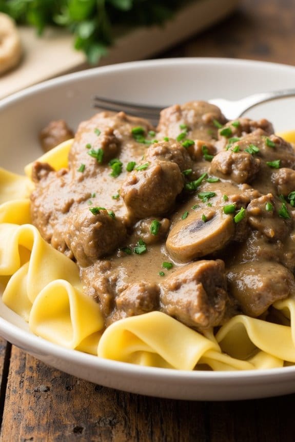 slow cooked beef stroganoff recipe
