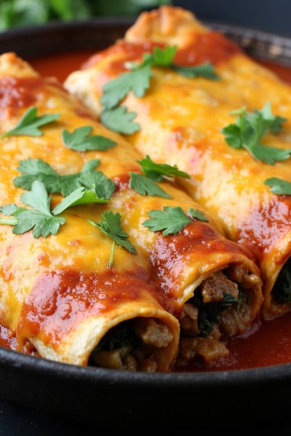 spicy beef spinach enchiladas