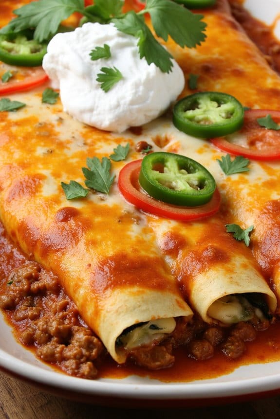 spicy beef zucchini enchiladas