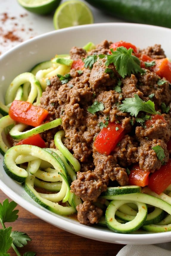 spicy healthy beef zoodles