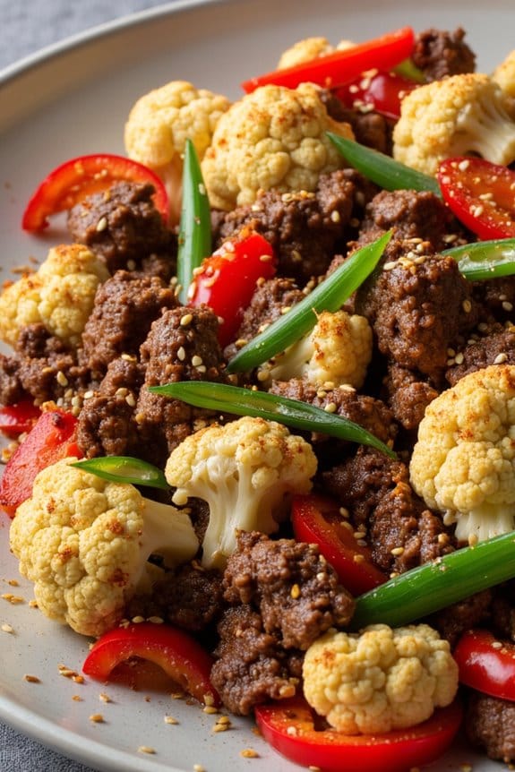 stir fried beef with cauliflower