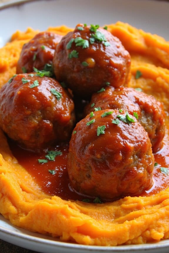 tangy meatballs with sweet potatoes