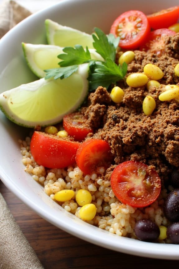 tex mex quinoa beef bowl