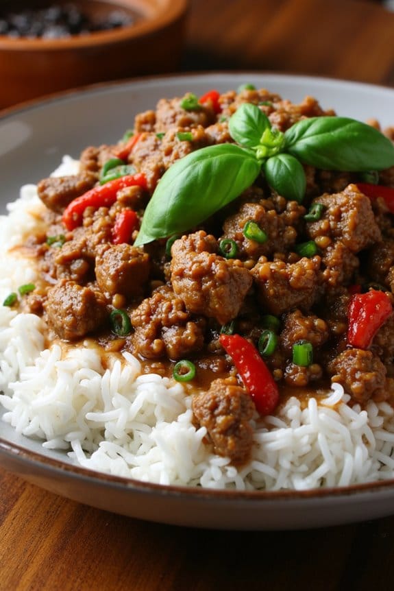 aromatic spicy thai basil pork