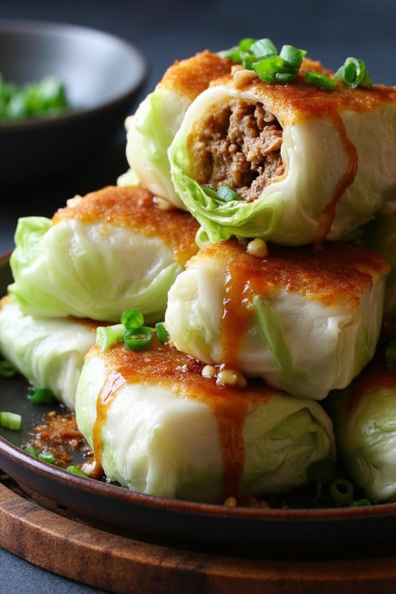 asian pork cabbage rolls