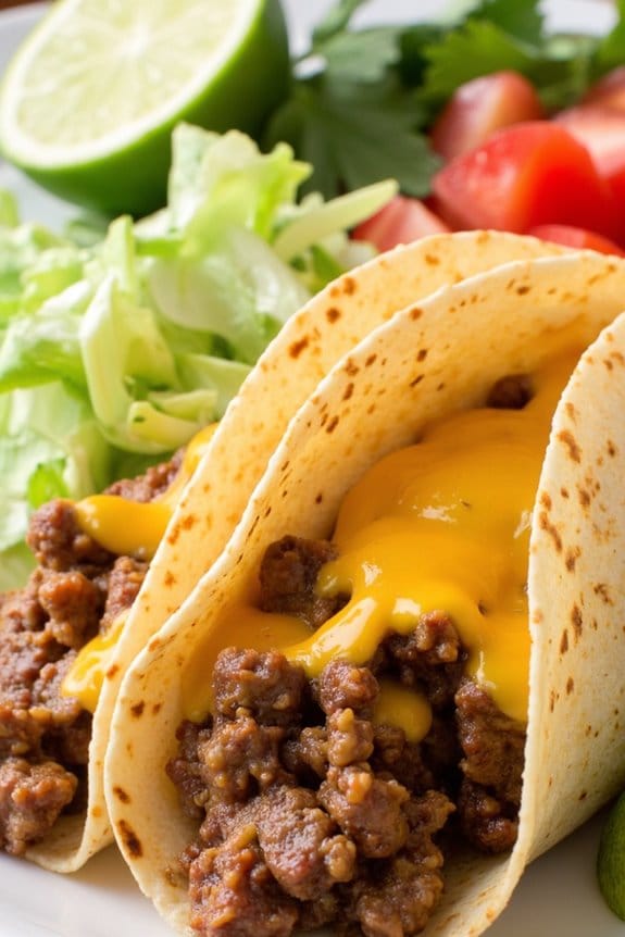 cheesy tex mex pork tacos