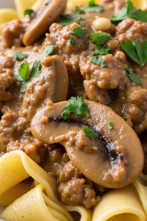 comforting creamy pork stroganoff