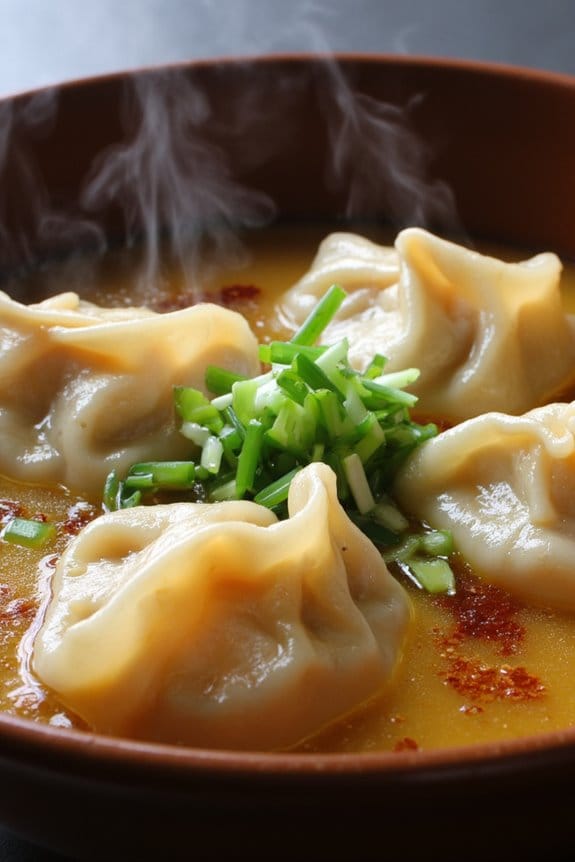 comforting pork wontons broth