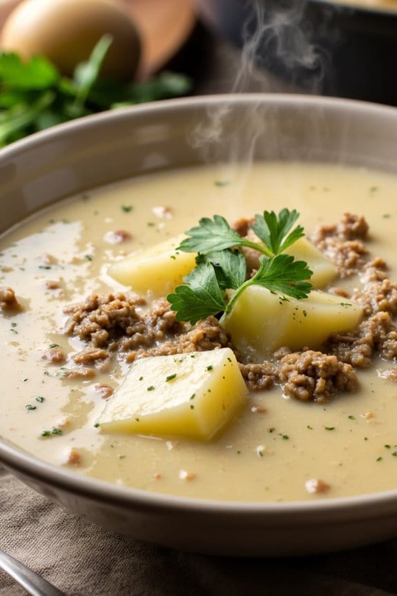 creamy herb pork soup
