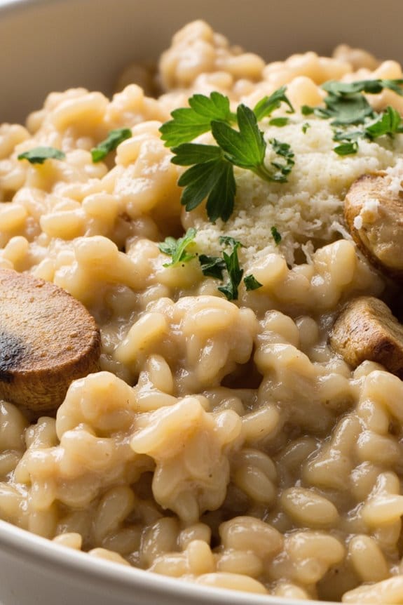 creamy pork mushroom risotto