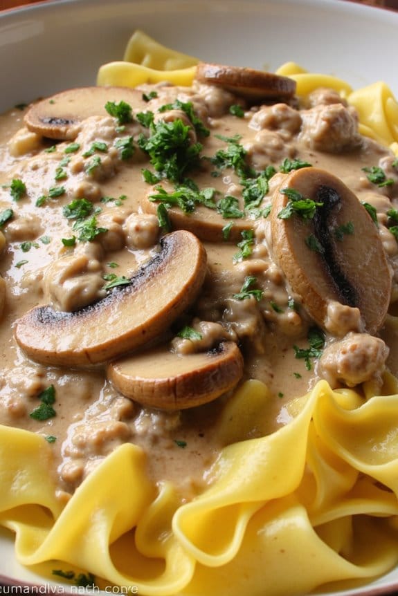 creamy pork mushroom stroganoff