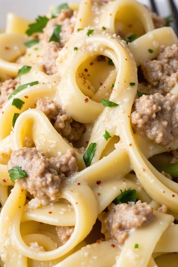 creamy savory pork pasta