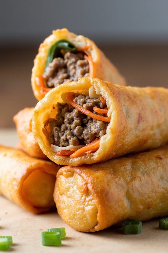 crispy pork filled spring rolls