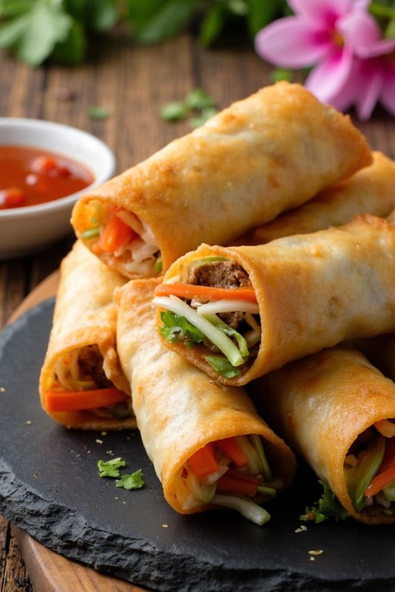 crispy thai pork spring rolls