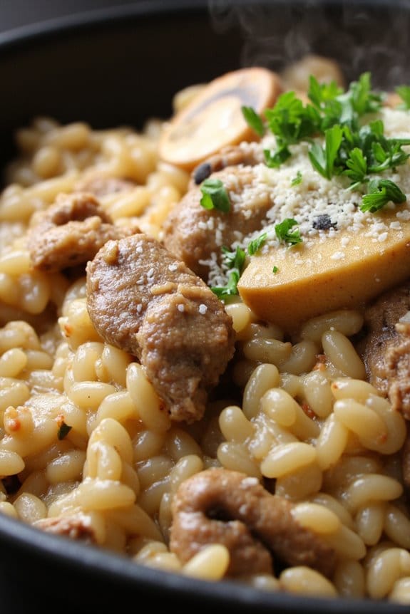 crockpot pork mushroom risotto