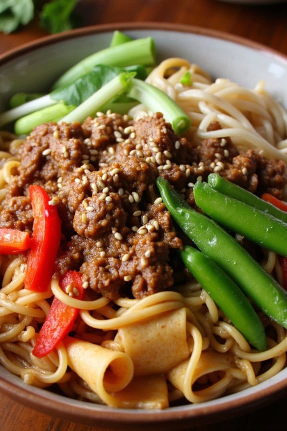 flavorful asian pork noodles