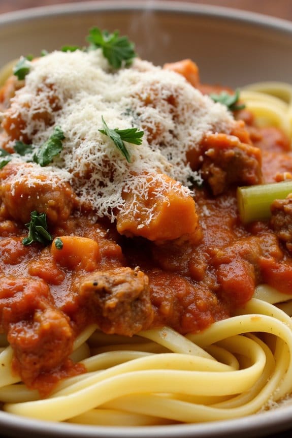 flavorful ground pork bolognese