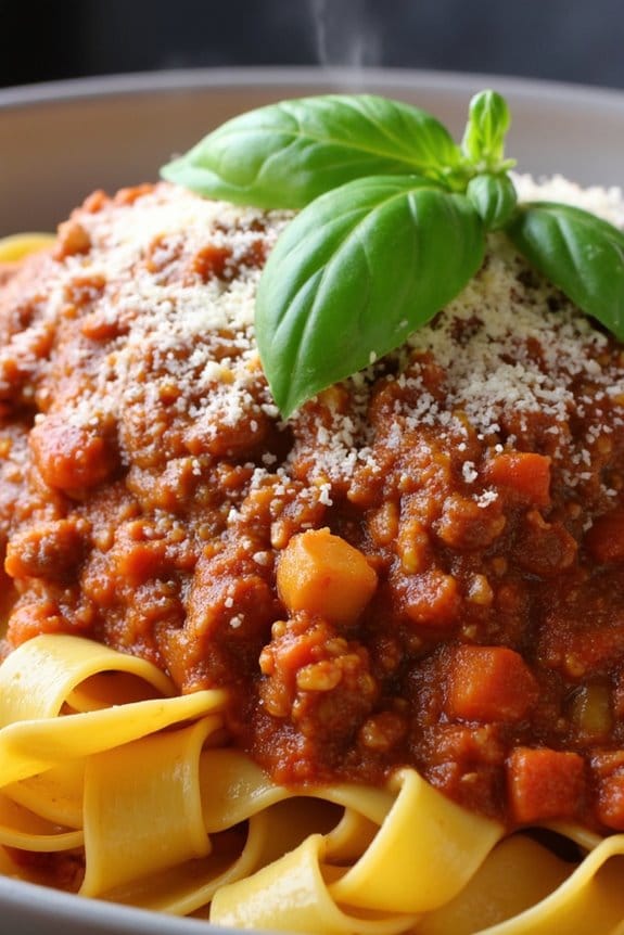 ground pork bolognese pasta