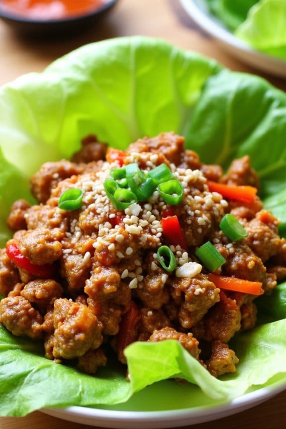 healthy spicy pork lettuce wraps