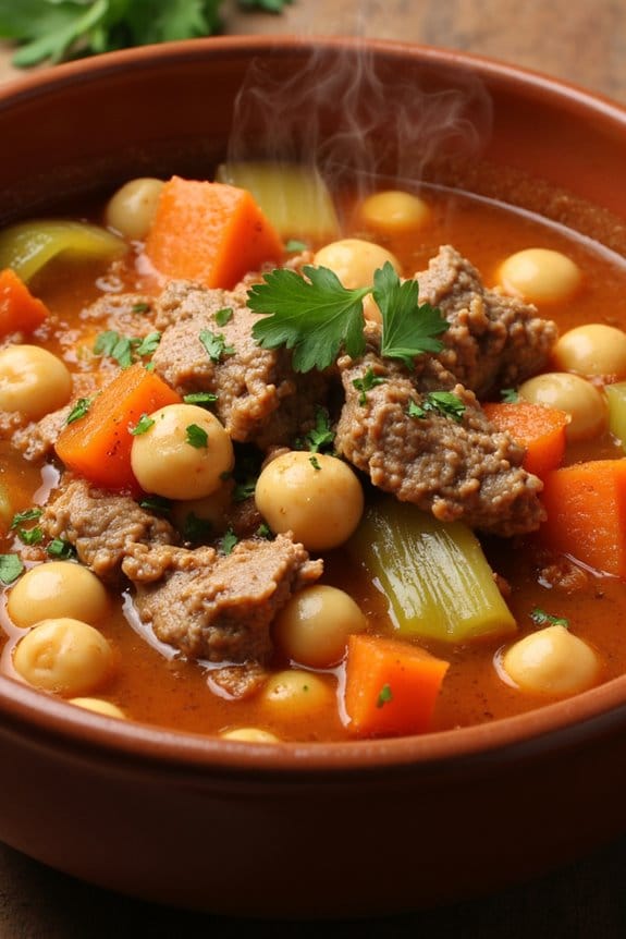 hearty chickpea pork stew