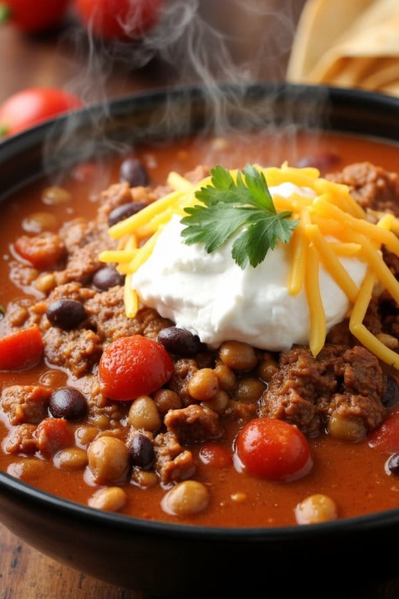 hearty ground pork chili