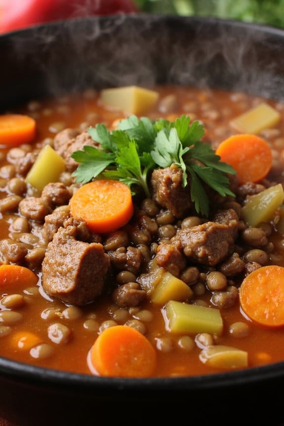 hearty lentil and pork stew