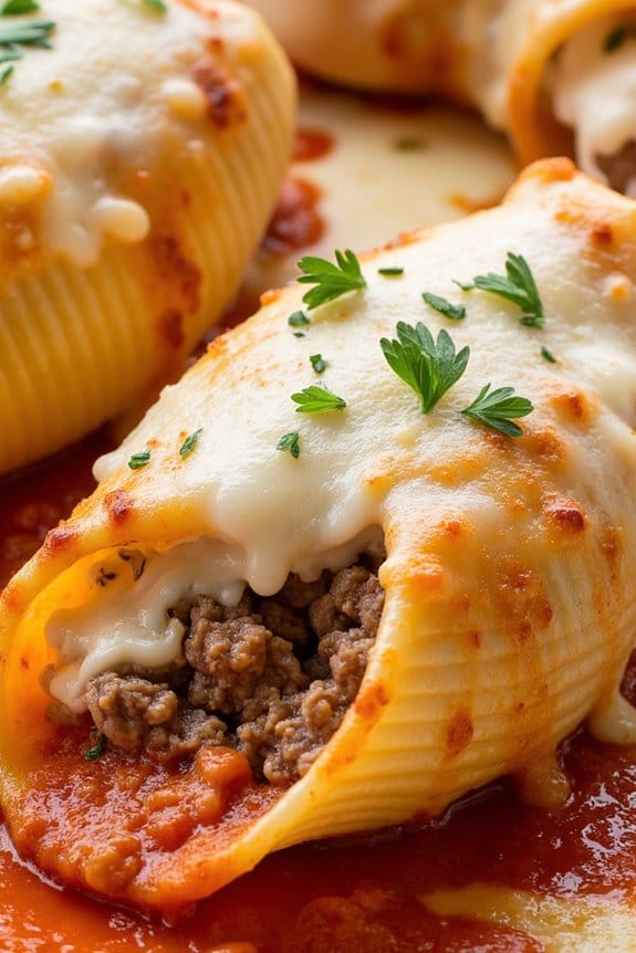 indulgent ricotta pork shells