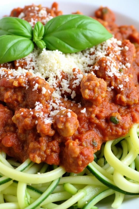 keto pork bolognese zoodles delight