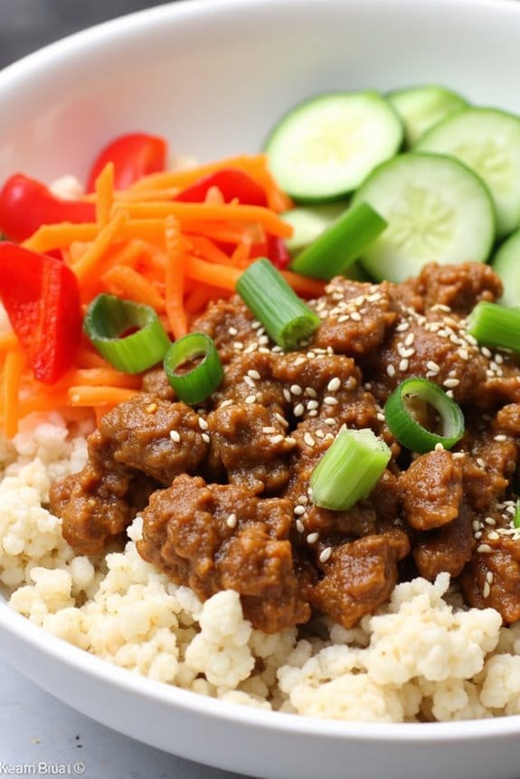 low carb pork cauliflower bowl