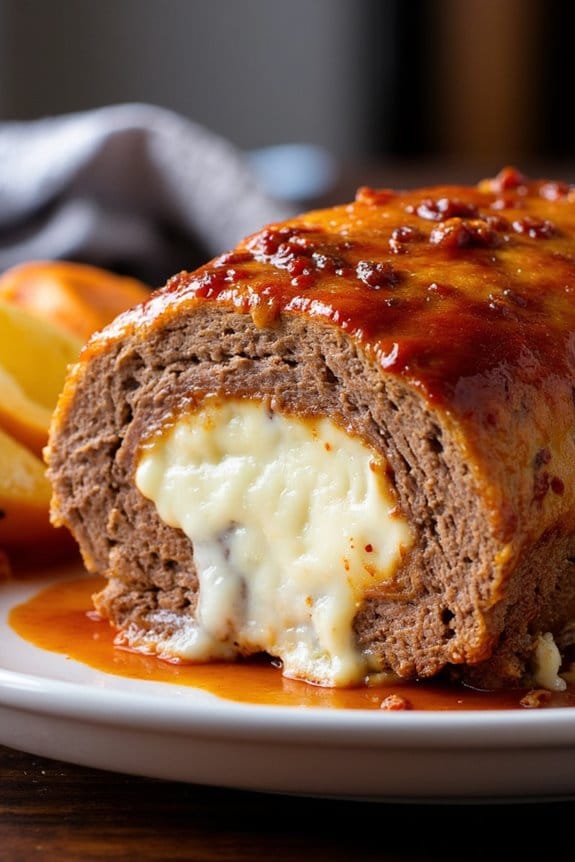 mozzarella stuffed pork meatloaf