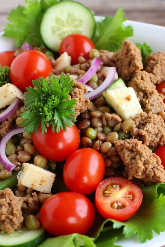 pork and lentil salad