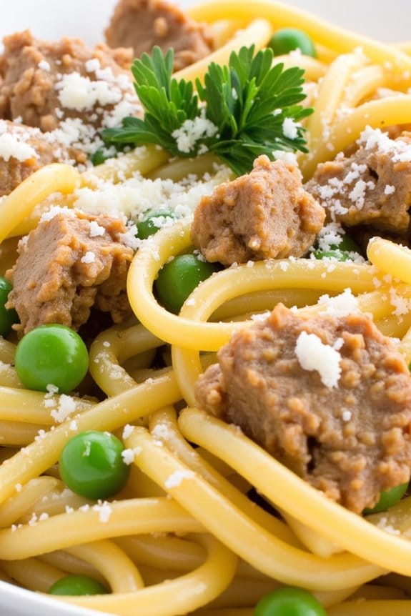 pork and peas carbonara