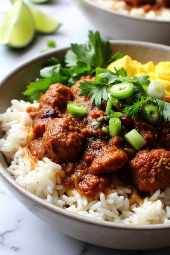 savory caramelized pork bowls