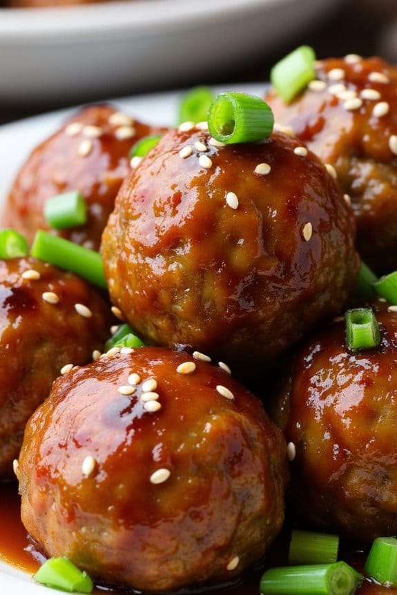 savory garlic soy meatballs