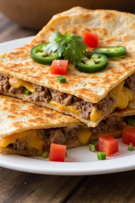 savory ground pork quesadillas
