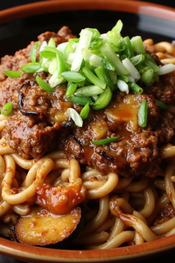 savory pork and eggplant noodles