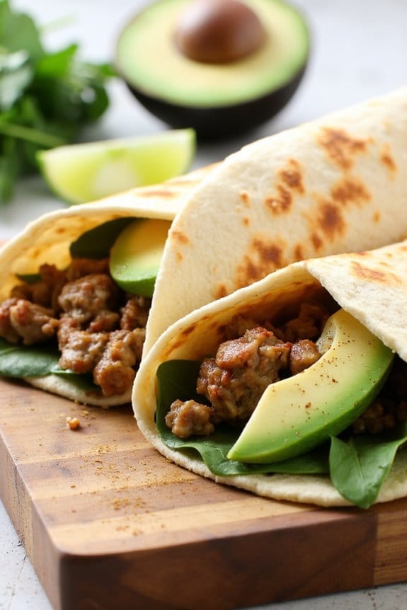 savory pork avocado wraps