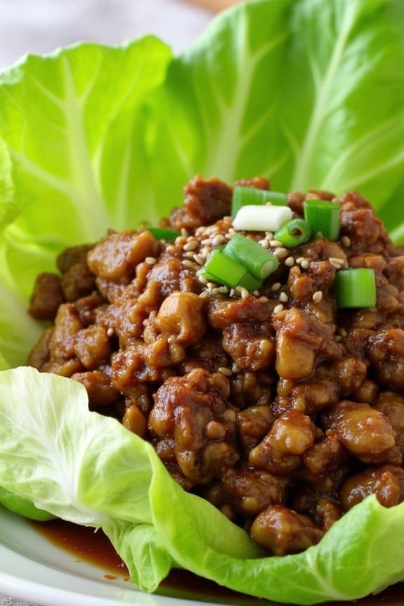 savory pork mushroom lettuce cups