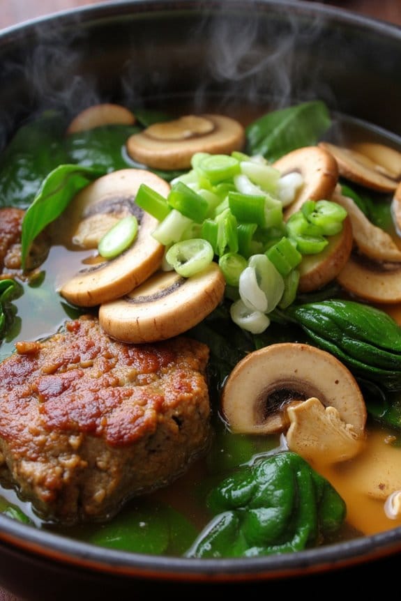 savory pork mushroom miso soup