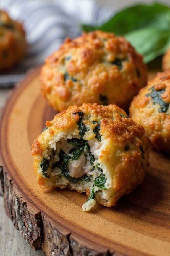 savory pork spinach mushroom bites