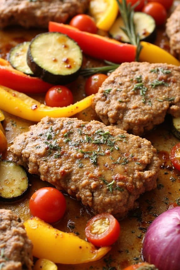 savory pork with roasted vegetables