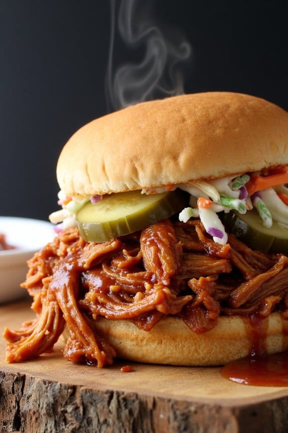 slow cooked bbq pork sandwiches