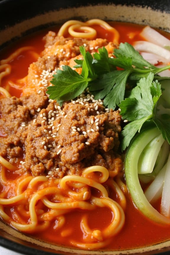 spicy pork kimchi noodle soup