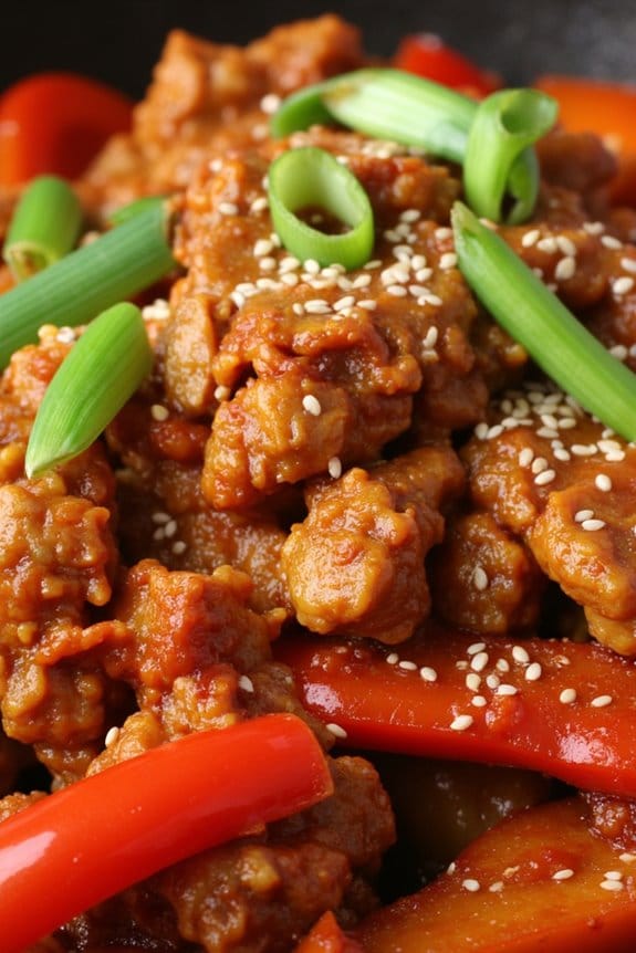 spicy pork kimchi stir fry